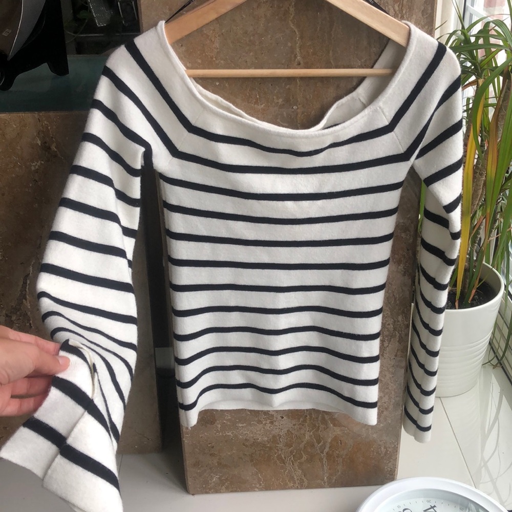 Black & White Off The Shoulder Sweater
